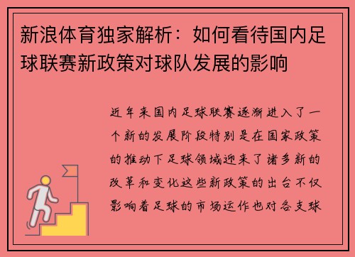 新浪体育独家解析：如何看待国内足球联赛新政策对球队发展的影响